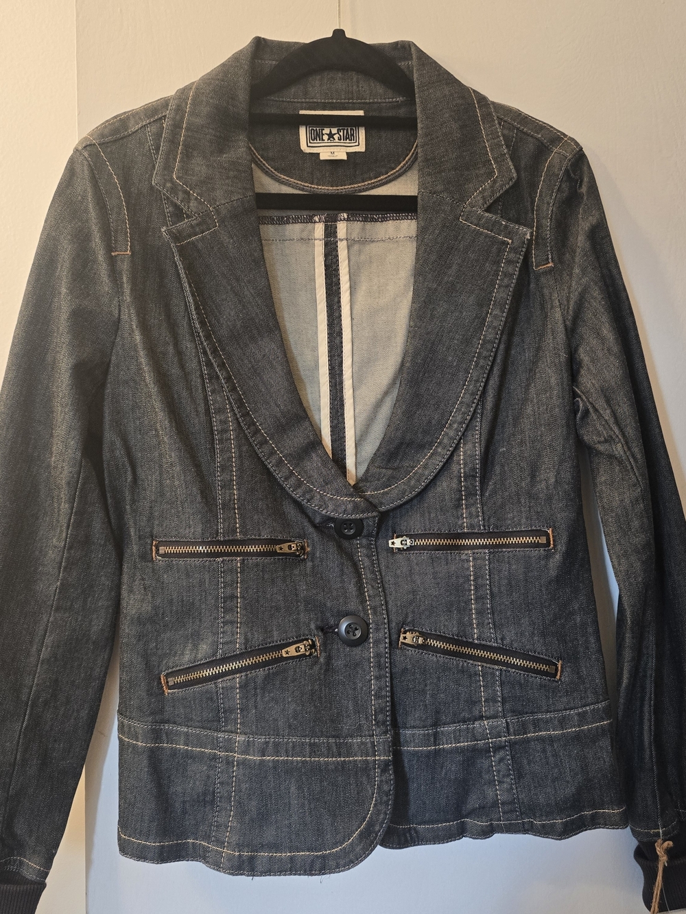 NWT Converse Black Wash Denim Blazer Jacket
